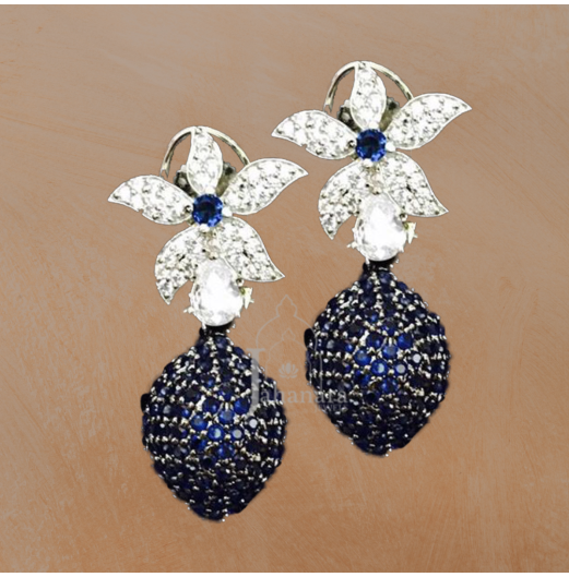 Zircon Flower Drop Earrings