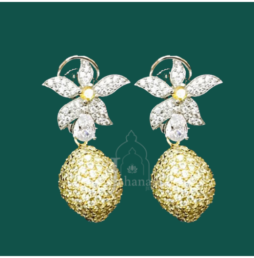 Zircon Studded Flower Drop Earrings