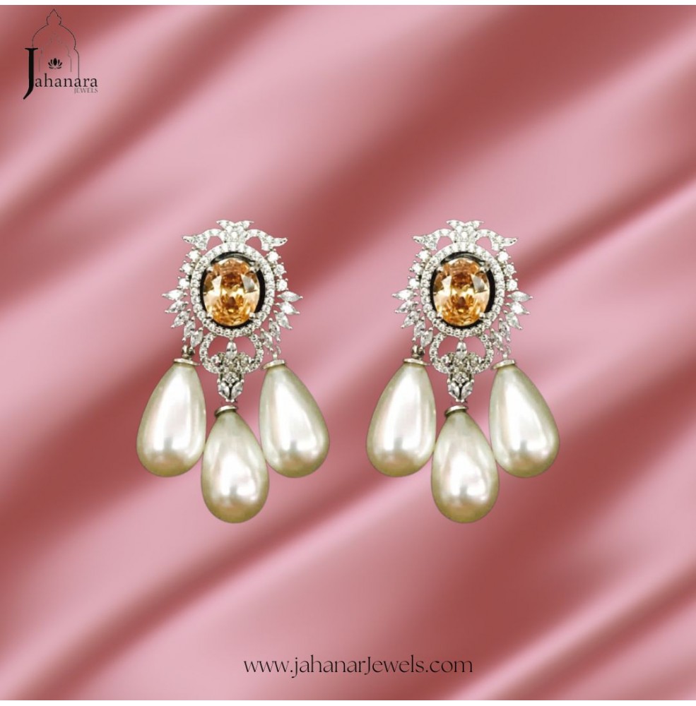 Pearl Drop Earrings, art deco diamante earrings, | Jewelry, Diamond earrings  studs, Bridal earrings