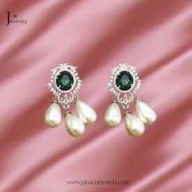 Diamante Green Pearl Earrings