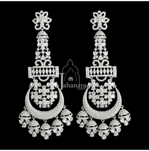 Cubic Zircon Chandbali Earrings