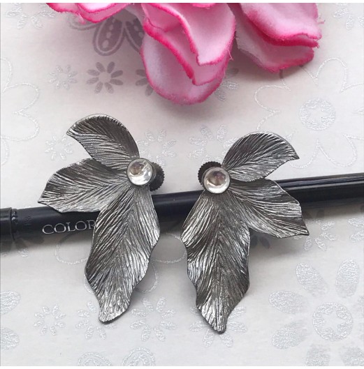 Silver Petal Contemporary Earrings