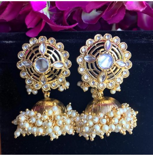 Gold Tone Kundan Jhumki