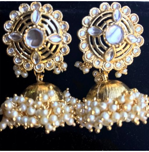 Gold Tone Kundan Jhumki