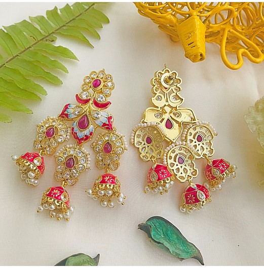 Rani Meenakari Chandbali Earrings 