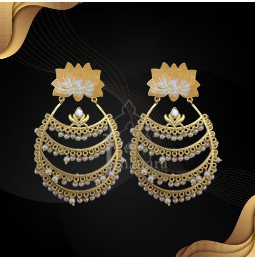 Traditional Meenakari Lotus Earrings