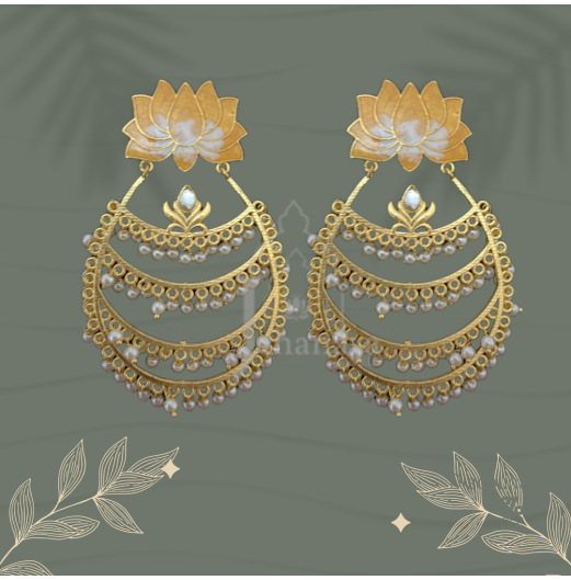 Traditional Meenakari Lotus Earrings