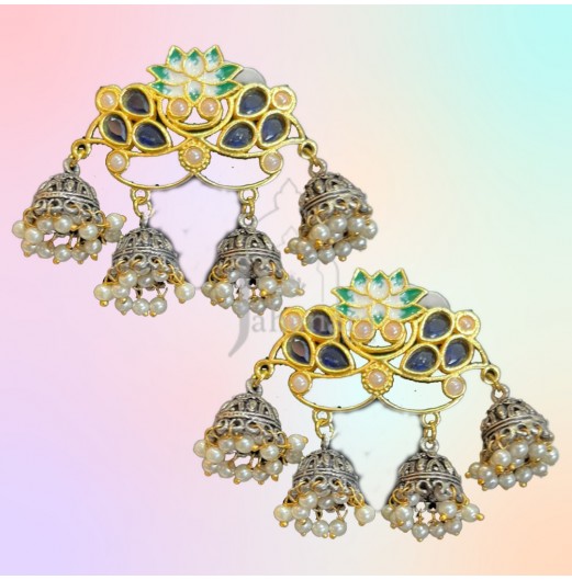 Lotus Meenakari Layered Jhumki