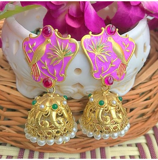 Jahanara Bird Purple Jhumki