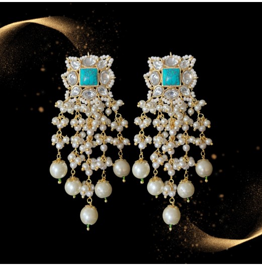 Feroza Pearl Dangler Earrings 