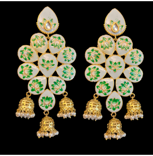 Handpainted Chandbali with Jhumki Hangings