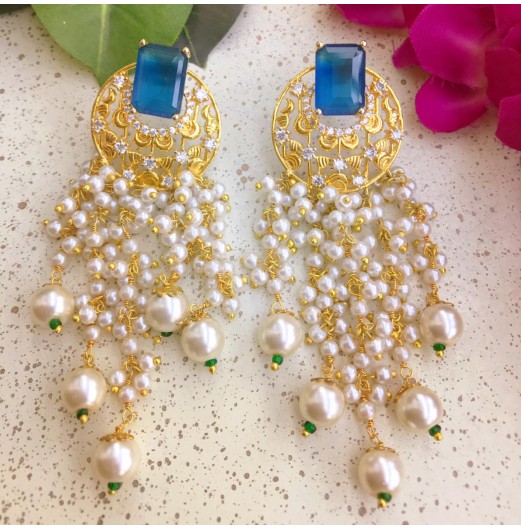 Gold Plated Pearl Drop Earrings 