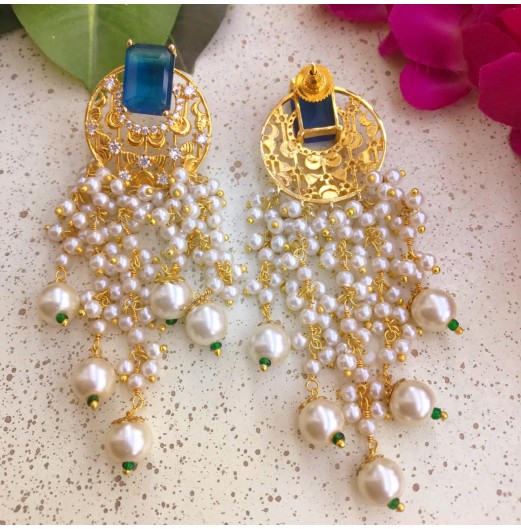 Gold Plated Pearl Drop Earrings 