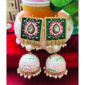 Traditional Green Lotus Jhumki 