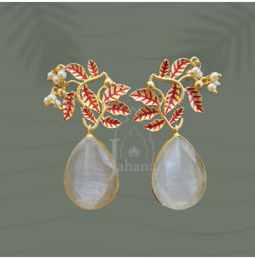 Leaf Stone Dangler Earrings