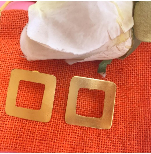 Gold Tone Square Hoop Earrings