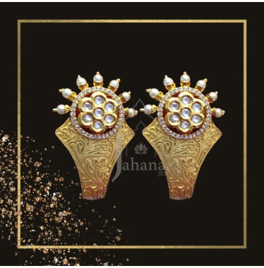 Gold Plated Kundan Filigree Studs