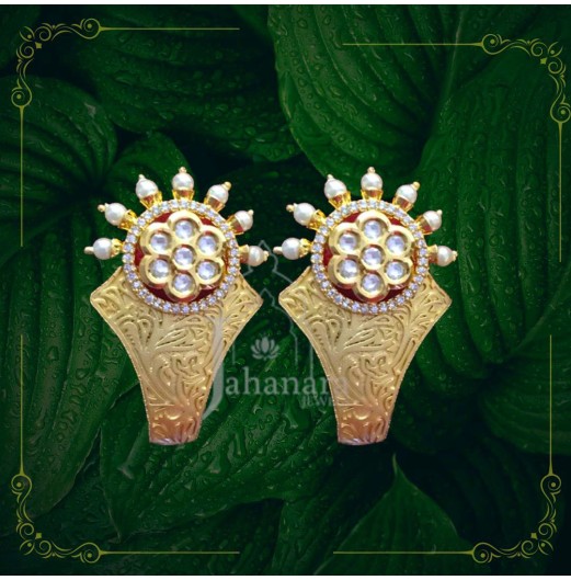 Gold Plated Kundan Filigree Studs