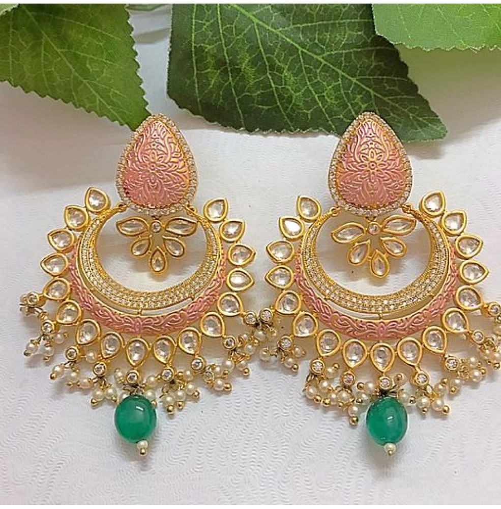 Junior Jewels 18k Gold Plated Pink Enamel Heart Drop Earrings - Kids