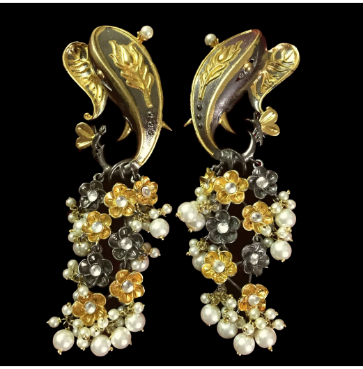 Ganesha Pearl Dangler Earrings