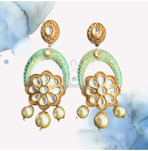 Traditional Meena Kundan Earrings