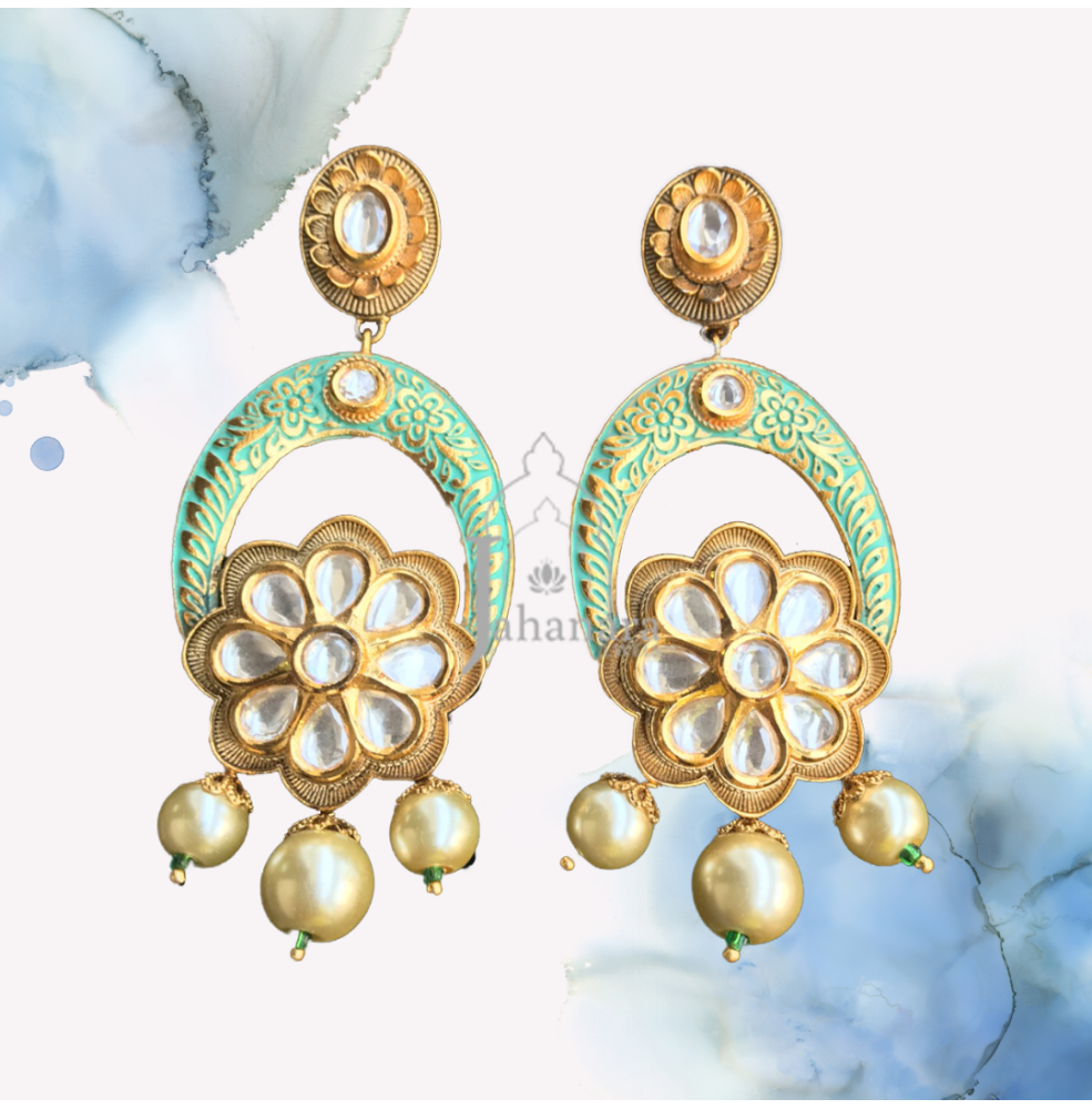 Buy Gold Plated Kundan Earrings by Auraa Trends Online at Aza Fashions.