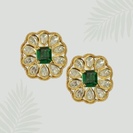 Gold Plated Floral Kundan Studs