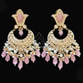 Traditional Pink Chandbali Earrings