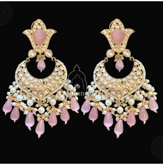 Traditional Pink Chandbali Earrings