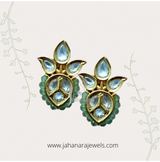 Ethnic Mint Kundan Studs