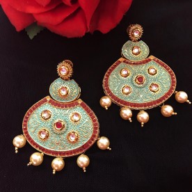 Traditional Enamel Mint Chandbali 