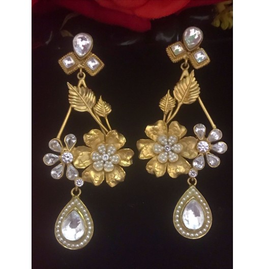 Kundan Gardenia Danglers