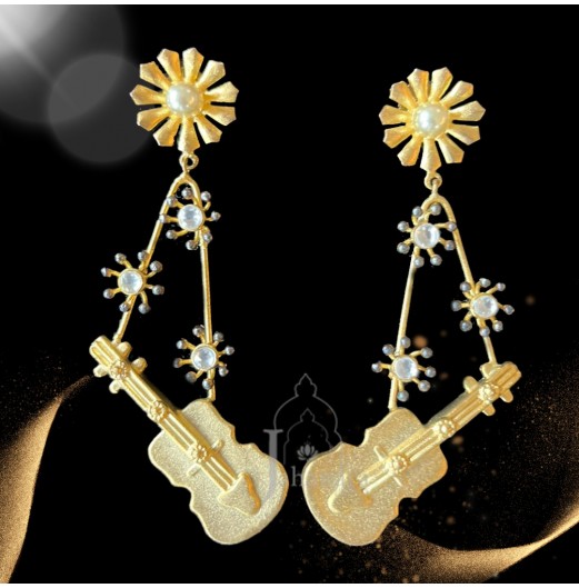 Gold Plated Guitar Earrings