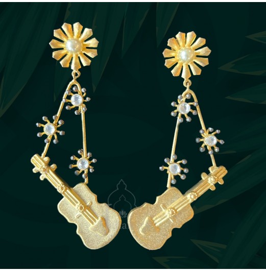 Gold Plated Guitar Earrings