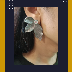 Silver Petal Contemporary Earrings