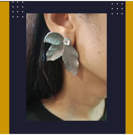 Silver Petal Contemporary Earrings