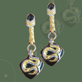 Enamelled Gold Snake Earrings