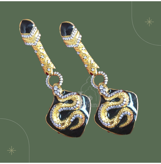 Enamelled Gold Snake Earrings