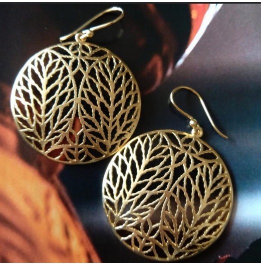 Gold Tone Circular Filigree Earrings 