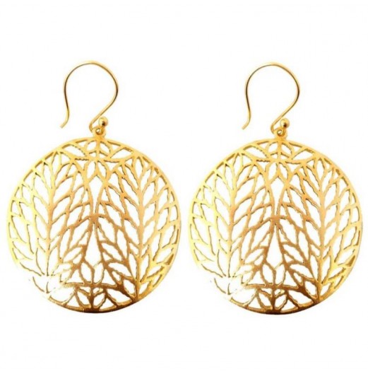 Gold Tone Circular Filigree Earrings 