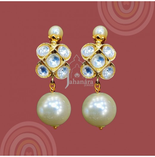 Jahanara Kundan Pearl Drop Studs