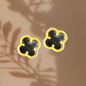Clover Flower Black Studs
