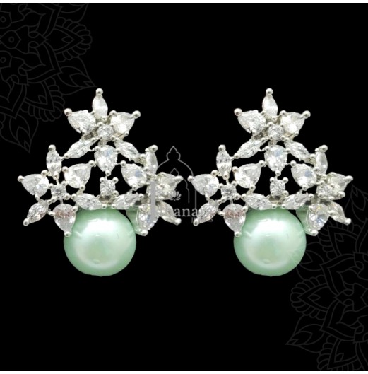 Zircon Flower Mint Stud