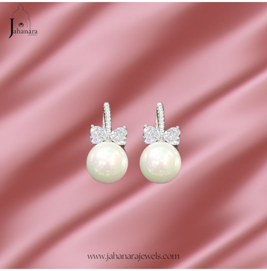 Bow Pearl Drop Fish Hook Earrings