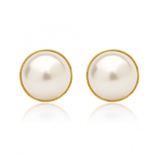 Half Shell Pearl Button Studs