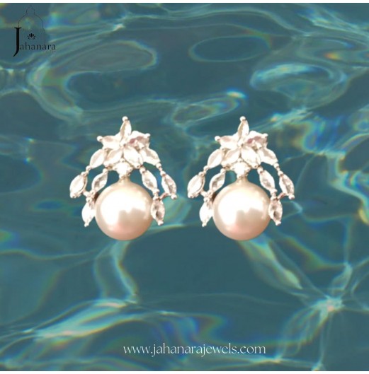 Floral Pearl Drop Studs