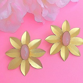 Rose Quartz Flower Earrings 