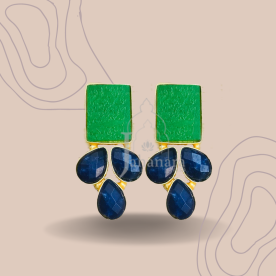 Green Blue Druzy Earrings