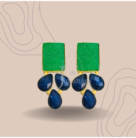 Green Blue Druzy Earrings
