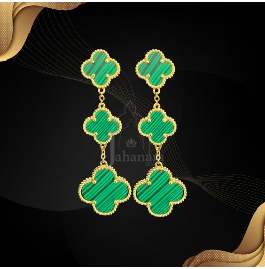 Green Clover Gold Plated Danglers